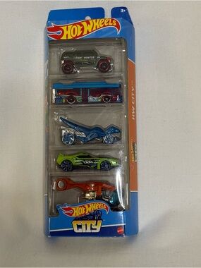 Hot Wheels HW City 5-Car Pack 1:64 Scale Diecast Matchbox Toy Cars Dinosaur Bike